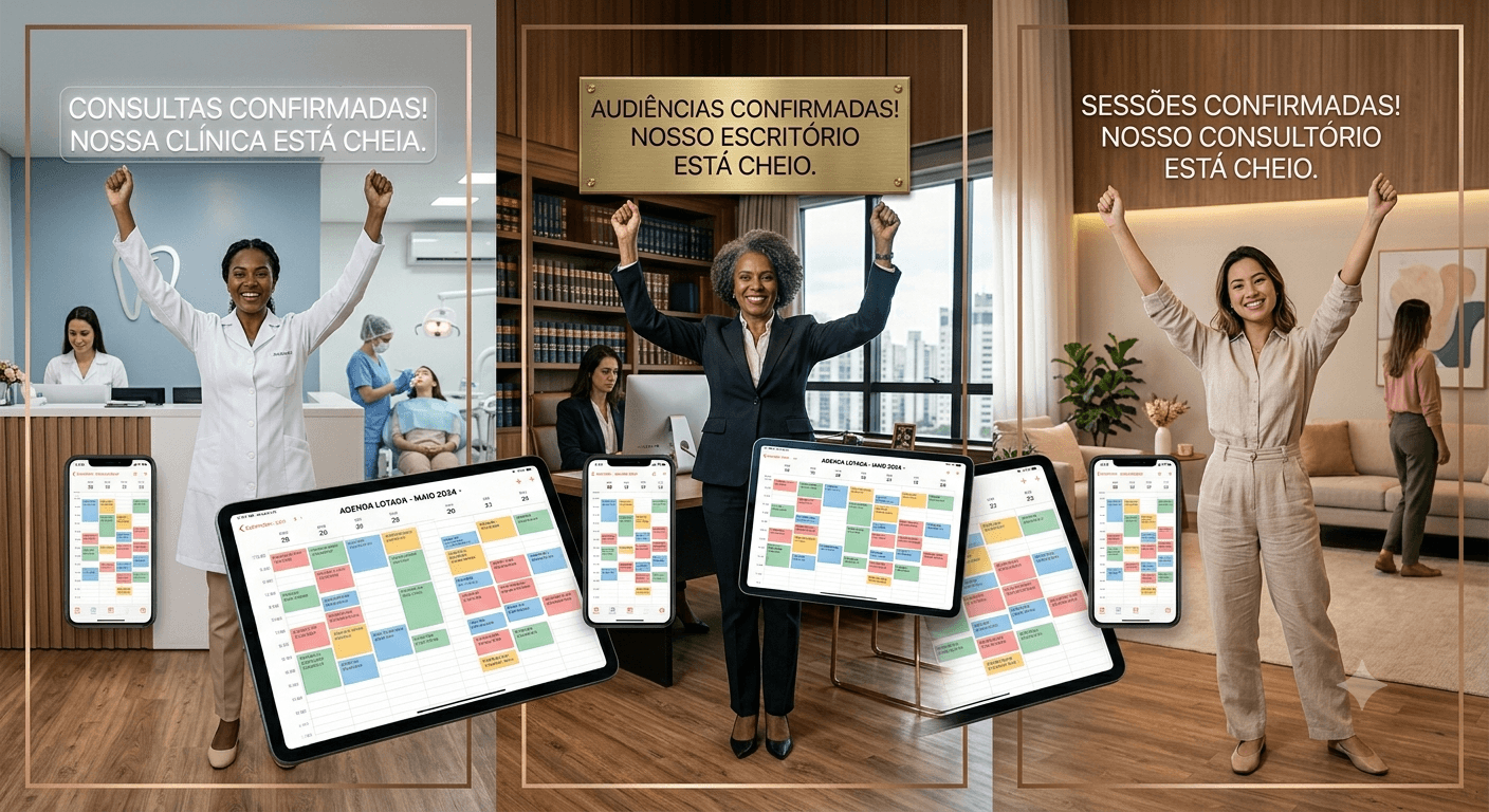 Clínica, escritório de advocacia e consultório com a agenda cheia de clientes